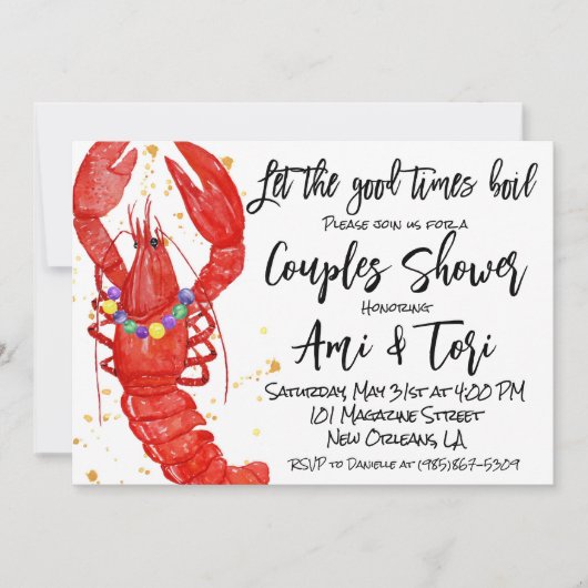 Mardi Gras Crawfish Einladung (Vorderseite)