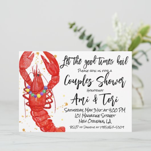 Mardi Gras Crawfish Einladung (Stehend Vorderseite)