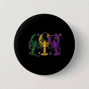 Mardi Gras Crawfish Funny Retro Parade Kostüm Adu Button