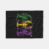 Mardi Gras Crawfish Funny Retro Parade Kostüm Adu Fleecedecke (Vorderseite (Horizontal))