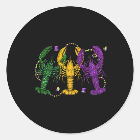 Mardi Gras Crawfish Funny Retro Parade Kostüm Adu Runder Aufkleber (Vorderseite)
