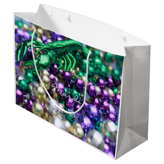 Mardi Gras Crawfish Gastgeschenk Geschenktasche in Große Geschenktüte (Rückseite Schrägansicht)