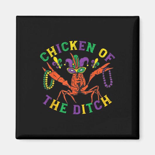 Mardi Gras Crawfish Hühnchen des Ditch Retro Par Magnet (Vorne)
