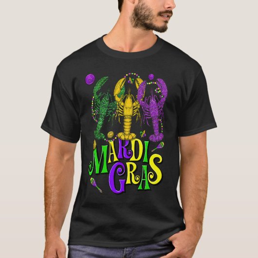 Mardi Gras Crawfish Jester Beads  Mardi Gras Party T-Shirt (Vorderseite)