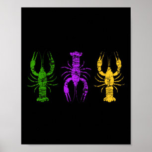 Mardi Gras Crawfish Jester Hat Bead T-Shirt New Or Poster