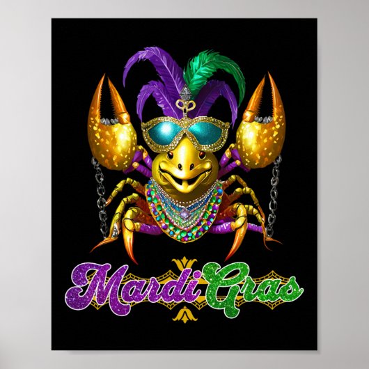 Mardi Gras Crawfish Party Kostümmaske Federn Seien Poster (Vorne)