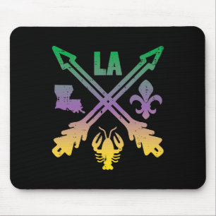 Mardi Gras Cross Arrows La Crawfish Louisiana Men Mousepad