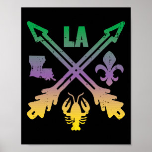 Mardi Gras Cross Arrows La Crawfish Louisiana Men Poster