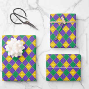Mardi Gras Crown Pattern Geschenkpapier Set