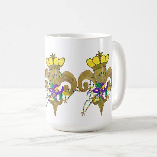 Mardi Gras Crowned fleur de lis Kaffeetasse (VorderseiteRechts)