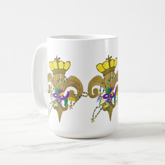 Mardi Gras Crowned fleur de lis Kaffeetasse (Vorderseite Links)