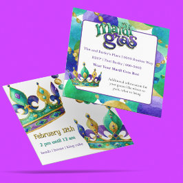 Mardi Gras Crowns and Beads Party Invite Einladung