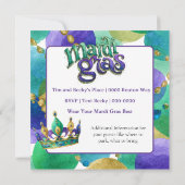 Mardi Gras Crowns and Beads Party Invite Einladung (Rückseite)