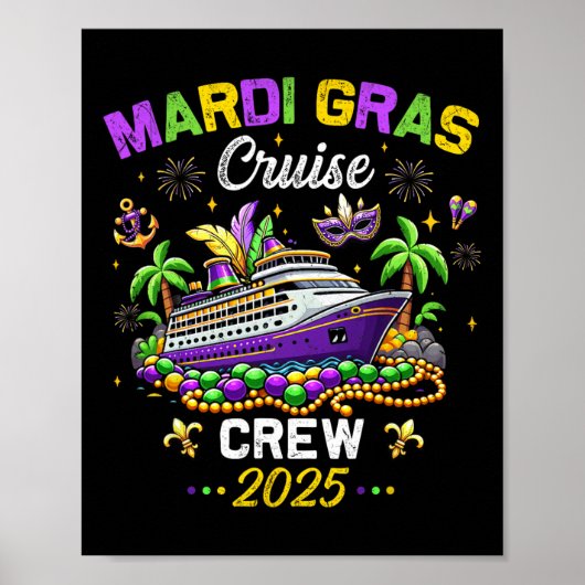 Mardi Gras Cruise 2025 Vintage Familienmatte Tri Poster (Vorne)