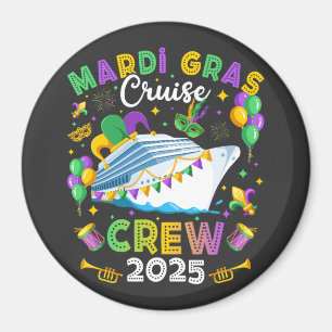 Mardi Gras Cruise Crew 2025 Matching Circle Magnet
