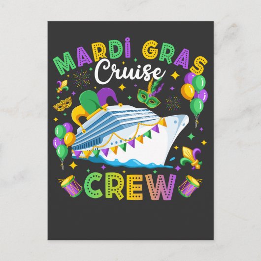 Mardi Gras Cruise Crew Matching Postkarte (Vorderseite)