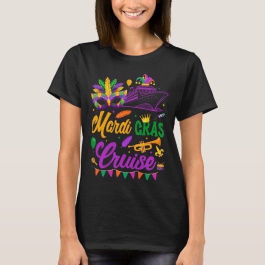 Mardi Gras Cruise Squad Family Matching T-Shirt (Vorderseite)