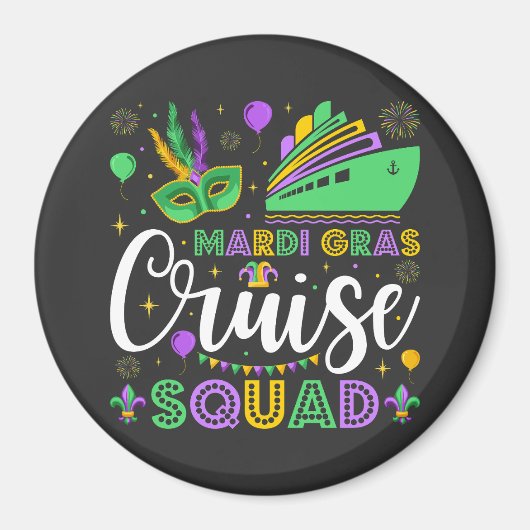 Mardi Gras Cruise Squad Matching Circle Magnet (Vorne)
