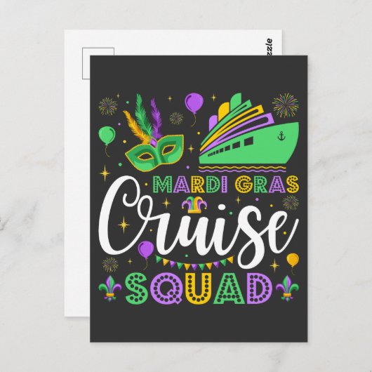 Mardi Gras Cruise Squad Matching Postkarte (Vorne/Hinten)