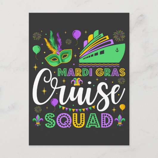 Mardi Gras Cruise Squad Matching Postkarte (Vorderseite)
