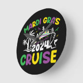 Mardi Gras Cruise Squad Runde Wanduhr (Winkel)