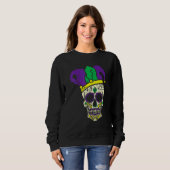 Mardi Gras Cute Skull Jester Hat Masked Beads Fest Sweatshirt (Vorne ganz)