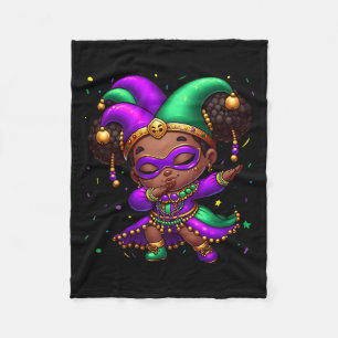 Mardi Gras Dabbing Niedlich Black Girl Jester Hat  Fleecedecke