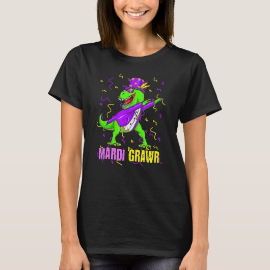 Mardi Gras Dabbing T Rex Dinosaur Funny Carnival M T-Shirt (Vorderseite)