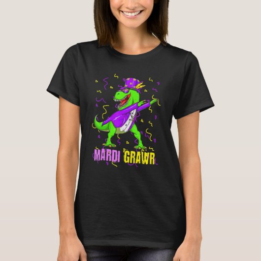 Mardi Gras Dabbing T Rex Dinosaur Funny Carnival M T-Shirt (Vorderseite)