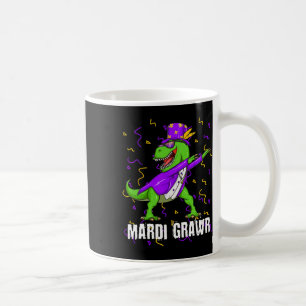 Mardi Gras Dabbing T Rex Dinosaur Mardi Grawr Bead Kaffeetasse