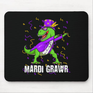 Mardi Gras Dabbing T Rex Dinosaur Mardi Grawr Bead Mousepad