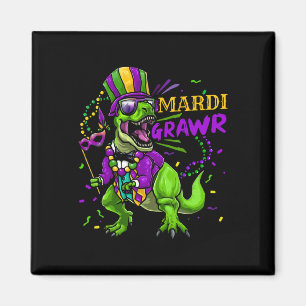 Mardi Gras Dabbing T Rex Dinosaur Mardi Grawr Perl Magnet