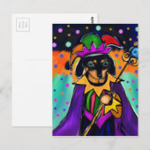 MARDI GRAS DACHSHUND POSTKARTE (Vorne/Hinten)