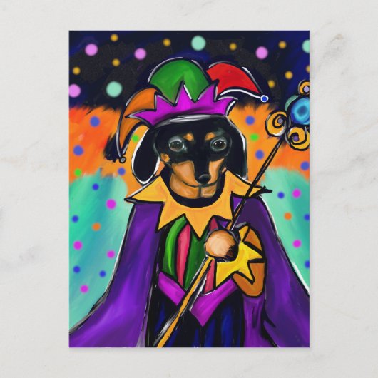 MARDI GRAS DACHSHUND POSTKARTE (Vorderseite)