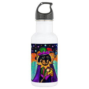 MARDI GRAS DACHSUND EDELSTAHLFLASCHE