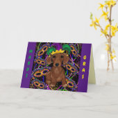 Mardi Gras Dackel Karte (Gelbe Blume)