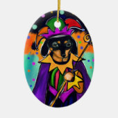 MARDI GRAS DACKEL KERAMIK ORNAMENT (Vorne)
