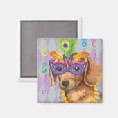 Mardi Gras Dackel Magnet (Vorderseite/Rückseite)