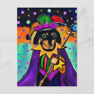 MARDI GRAS DACKEL POSTKARTE