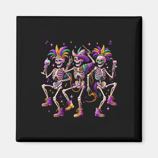 Mardi Gras Dancing Skeleton Funny Magnet (Vorne)