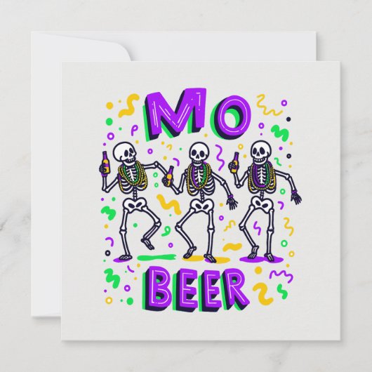 Mardi Gras Dancing Skeletts Feiertagskarte (Vorderseite)