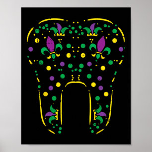 Mardi Gras Dentist Tooth Outfit Teeth Dental Men W Poster