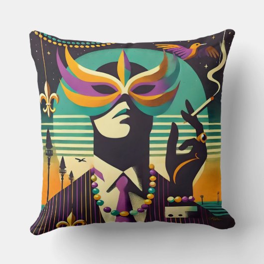 Mardi Gras der Raucher Kissen (Rückseite)