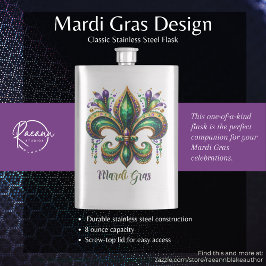 Mardi Gras Design Classic Stainless Steel Flask Flachmann