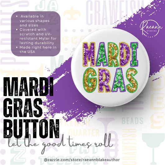 Mardi Gras Design Knopf Button