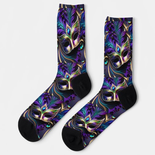 Mardi Gras Design Premium Crew Sock Socken (Linkes Detail)