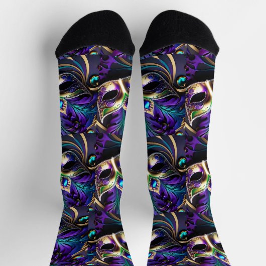 Mardi Gras Design Premium Crew Sock Socken (Oben)