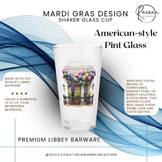 Mardi Gras Design Shaker Glasstasse Glas