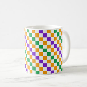 Mardi gras diagonales Schachbrettmuster Kaffeetasse