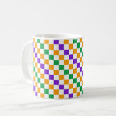 Mardi gras diagonales Schachbrettmuster Kaffeetasse (Vorderseite Links)